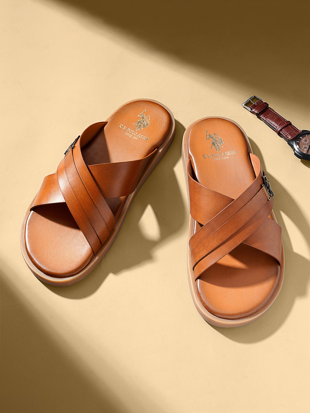 U.S. Polo Assn. Men Leather Comfort Sandals