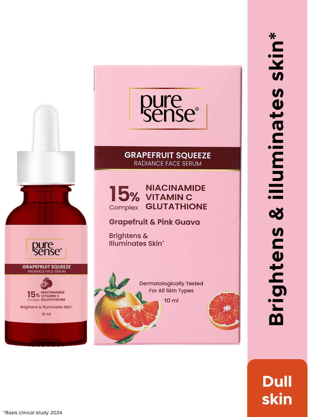 Pure Sense Grapefruit Squeeze Radiant Face Serum With 15% Vitamin C & Glutathione- 10 ml