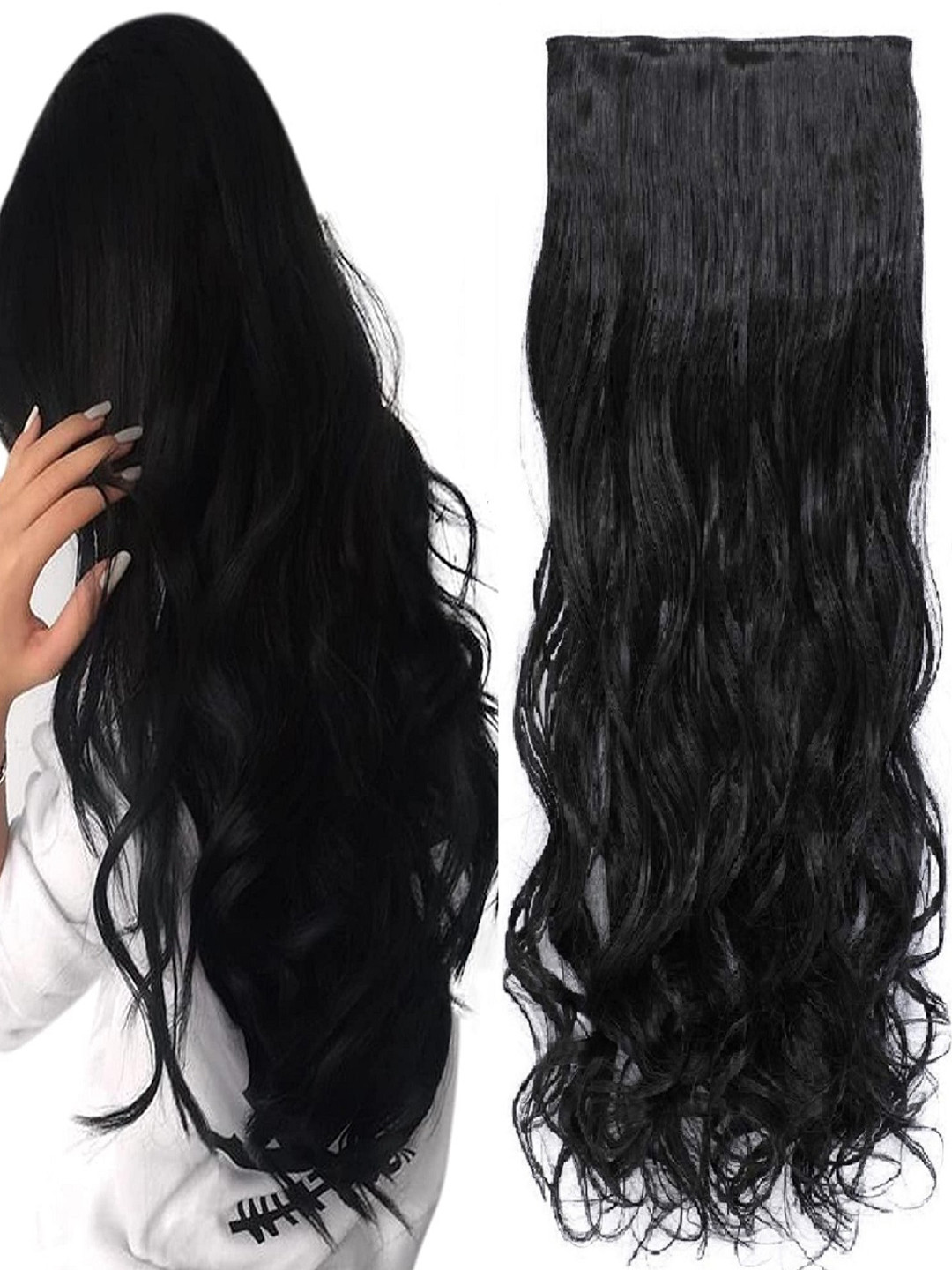 MoonEyes 5 Clip Curly Wavy Hair Extension-Black  22 -24 inch