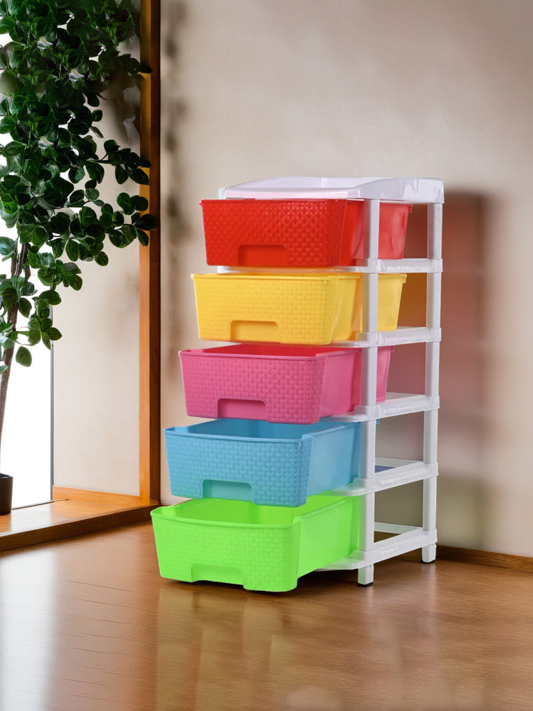 Kuber Industries Yellow & Green 5-Layer Drawer Organiser