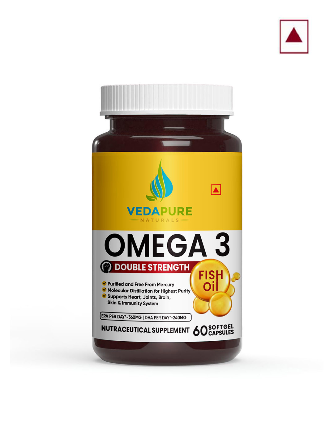 VEDAPURE Omega-3 Double Strength Fish Oil Soft Gelatine Capsules- 1000mg