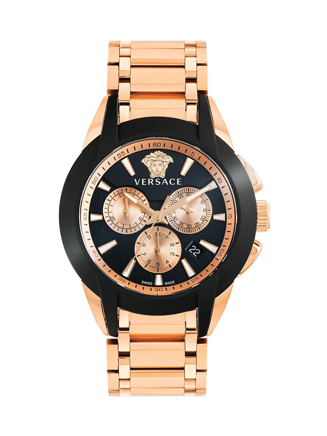 Versace Men Brass Dial & Stainless Steel Straps Analogue Watch VEM800318
