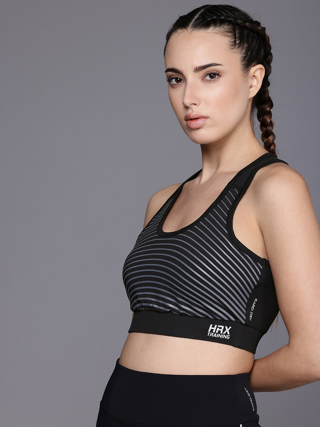 HRX by Hrithik Roshan Striped Rapid Dry Lightly Padded Training Bra AW24_W_BA_KT8144_03_A