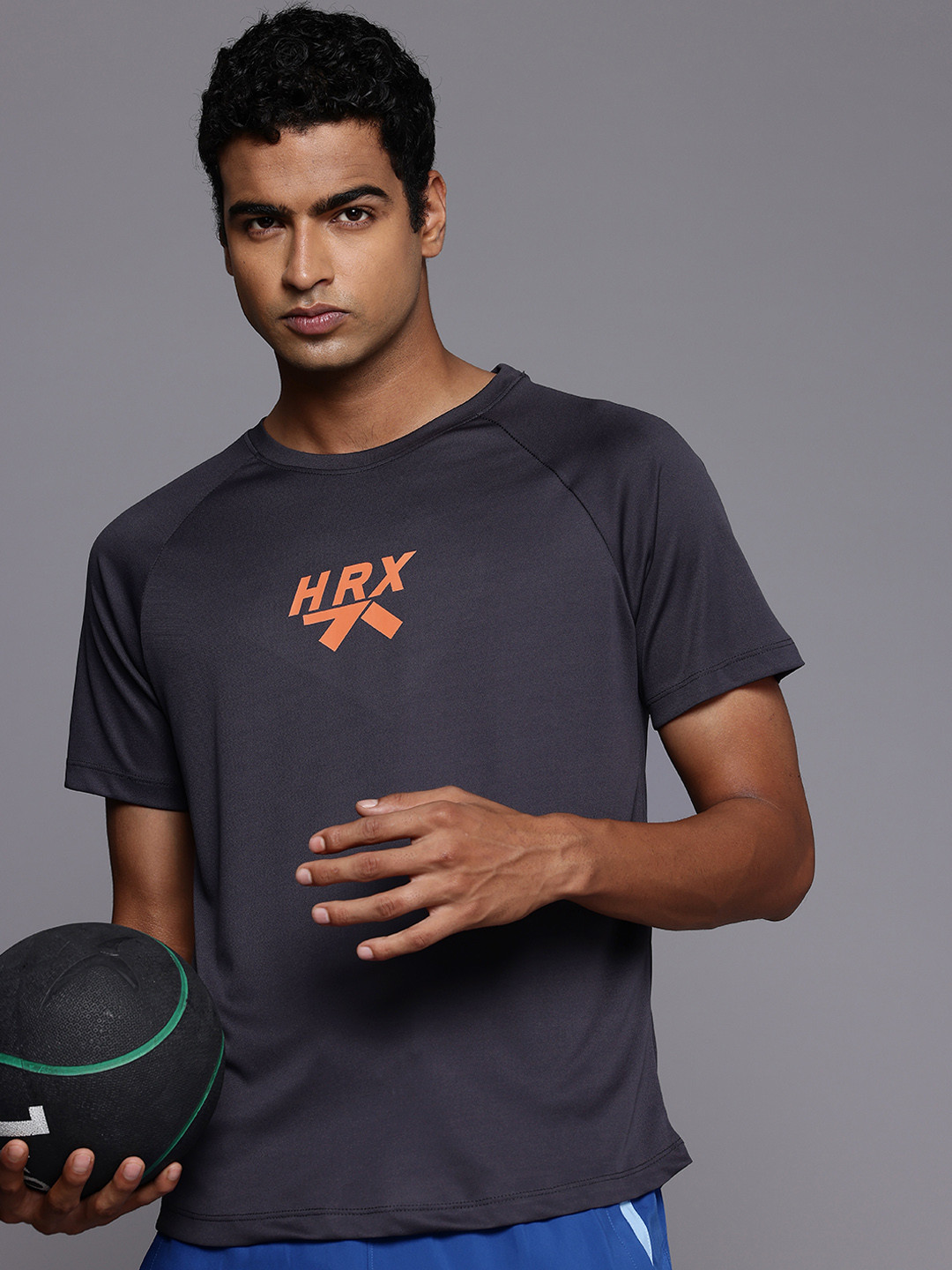 HRX by Hrithik Roshan Brand Logo Printed Rapid-Dry Training or Gym Sports Regular Fit T-shirt