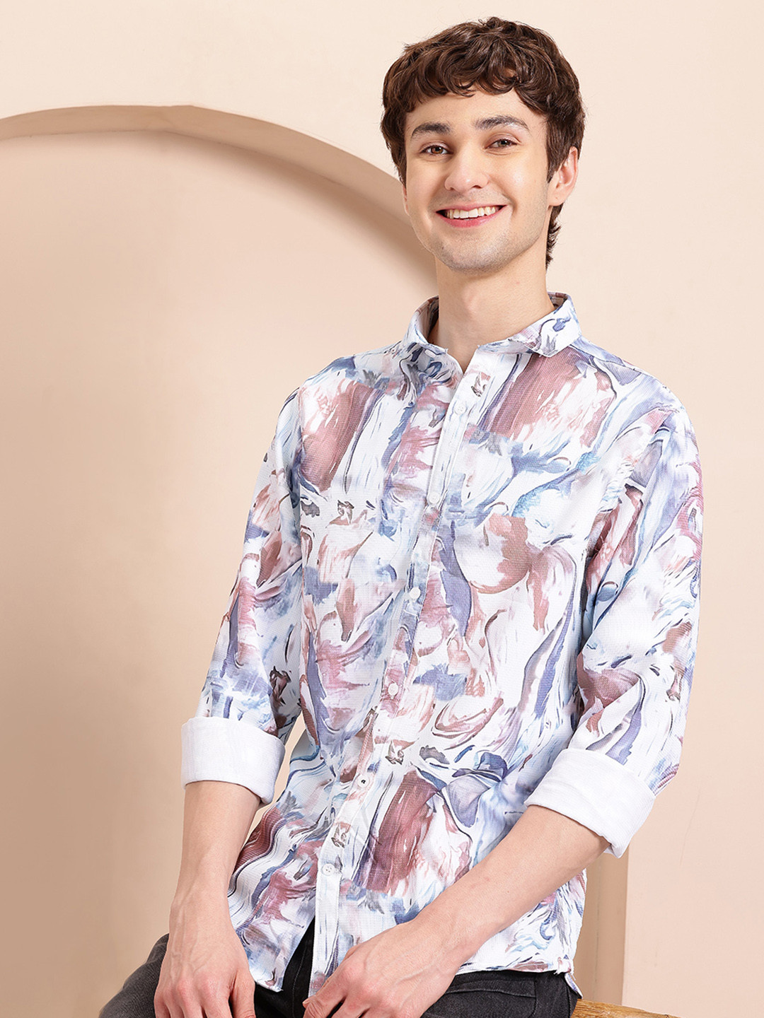 Mast & Harbour Abstract Printed Regular Fit Shirt