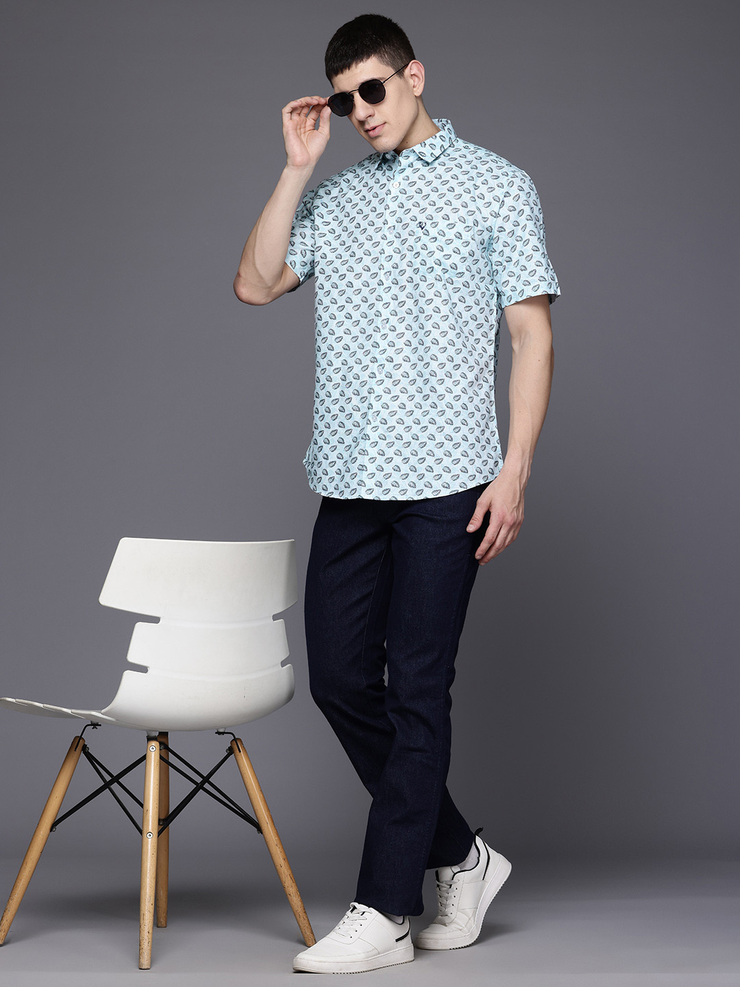 Allen Solly Left Printed Classic Sport Fit Pure Cotton Shirt
