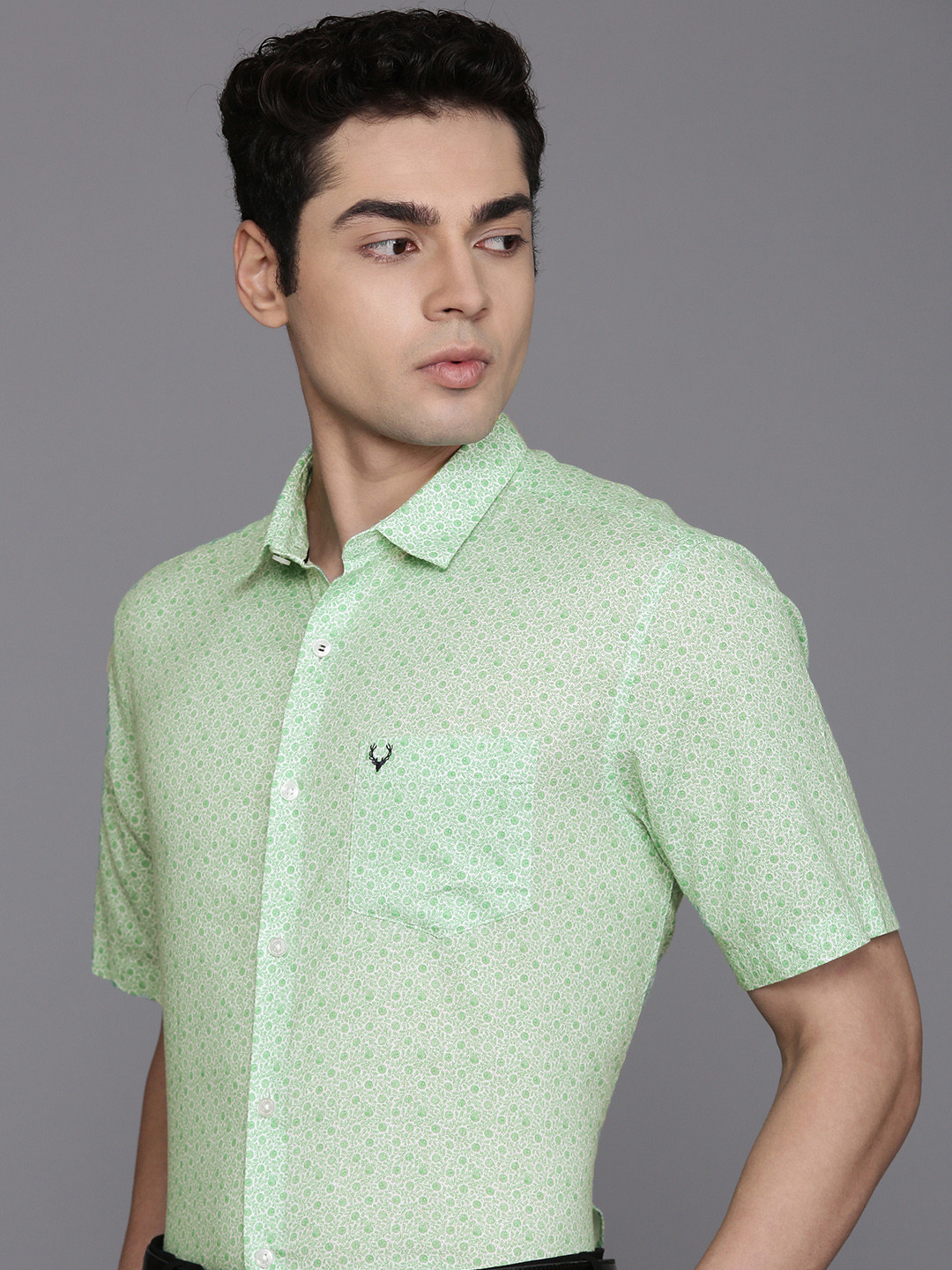 Allen Solly Cotton Linen Classic Fit Floral Printed Formal Shirt