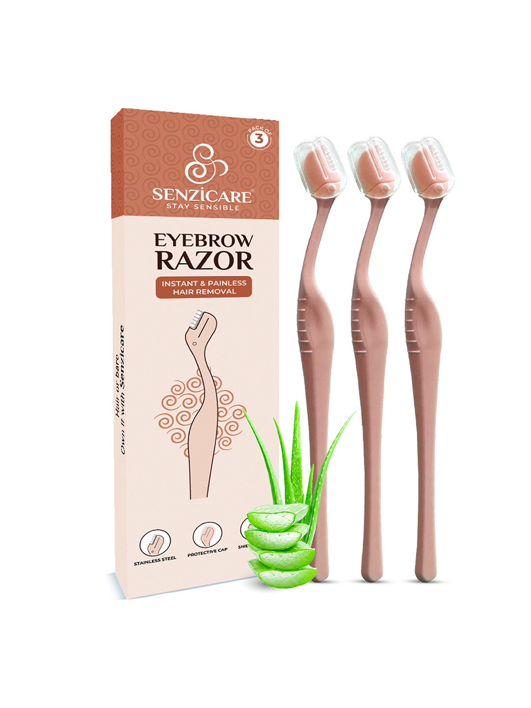 Senzicare Pack Of 3 Instant Hair Removal Eyebrow Razor