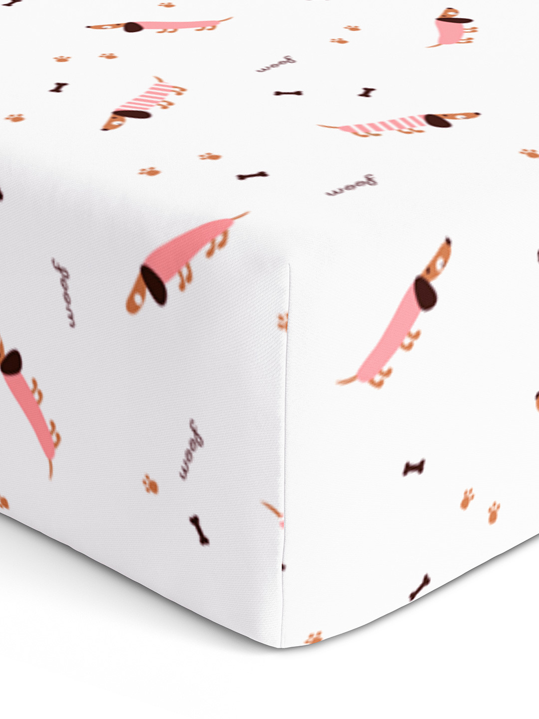 The White Cradle Girl Poodle Pink Graphic Cotton Skin-Friendly 120 TC Fitted Crib Superfine Bedsheet -47 x 24 inches