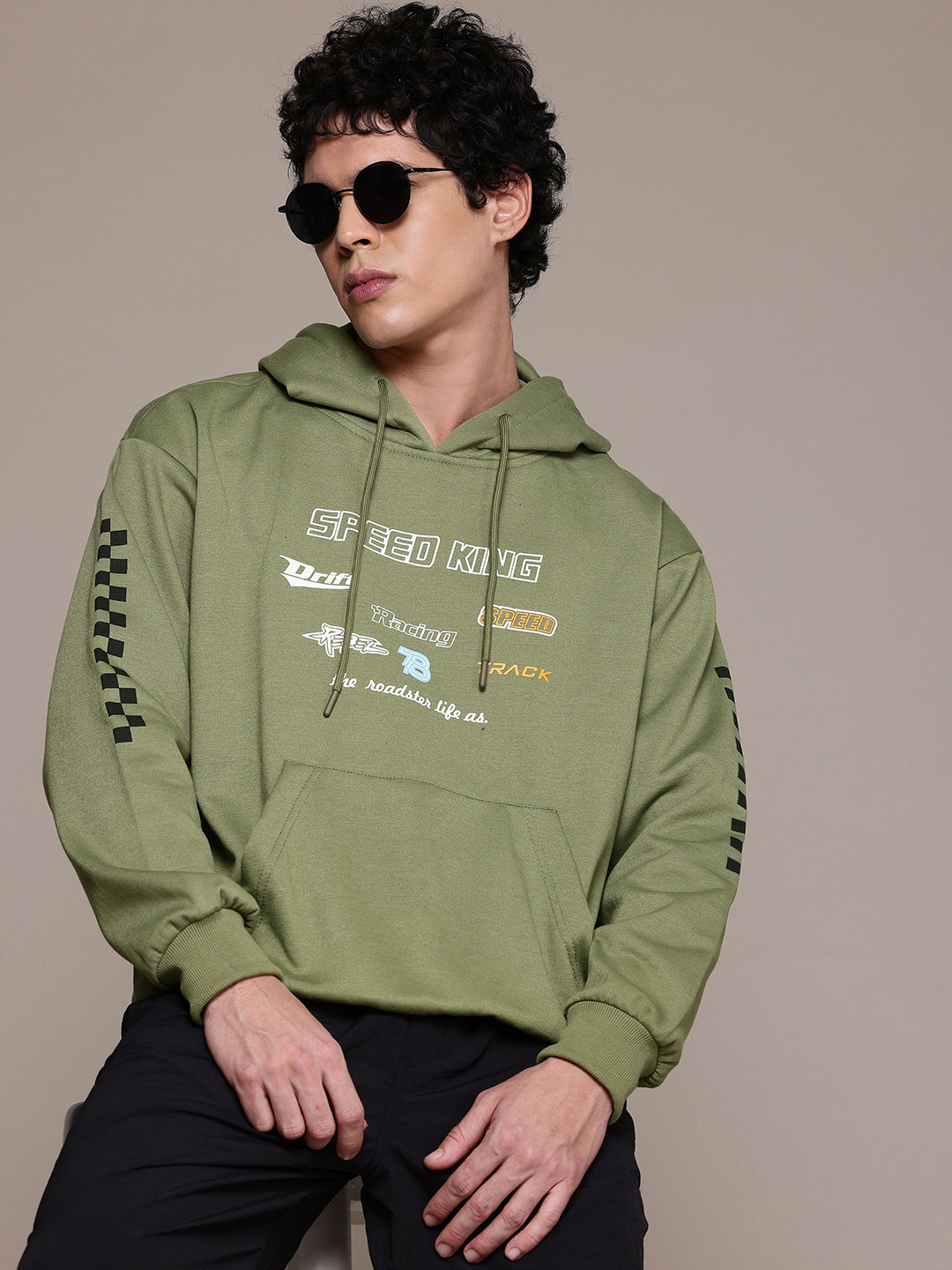 The Roadster Lifestyle Co. Typography Print Hooded Sweatshirt