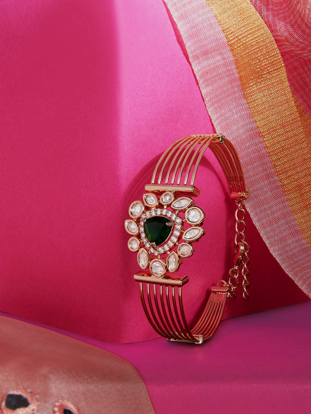 Zaveri Pearls Rose Gold Plated Cubic Zirconia RKada Bracelet