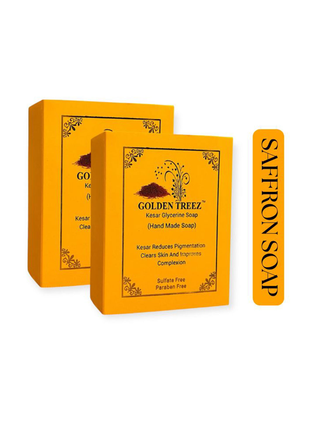 Golden Treez Pack Of 2 Brightening Handmade Saffron Soap - 115g Each