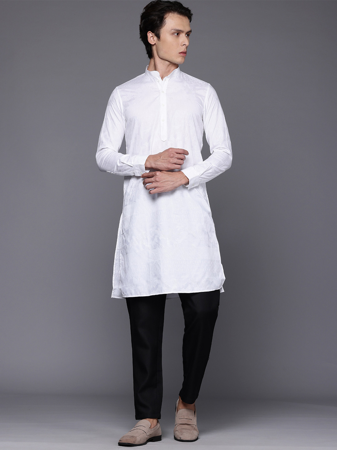 Manu Woven Design Cotton Kurta