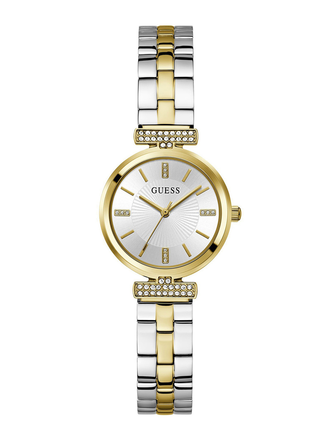 GUESS Women Mother of Dial & Stainless Steel Bracelet Style Straps Analogue Watch GW0762L5