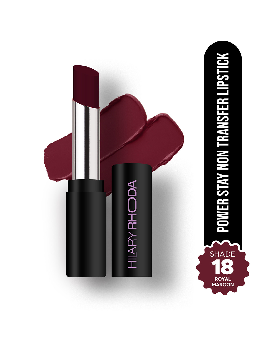 Hilary Rhoda Power Stay Non-Transfer Matte Lipstick with Shea Butter - Royal Maroon 18