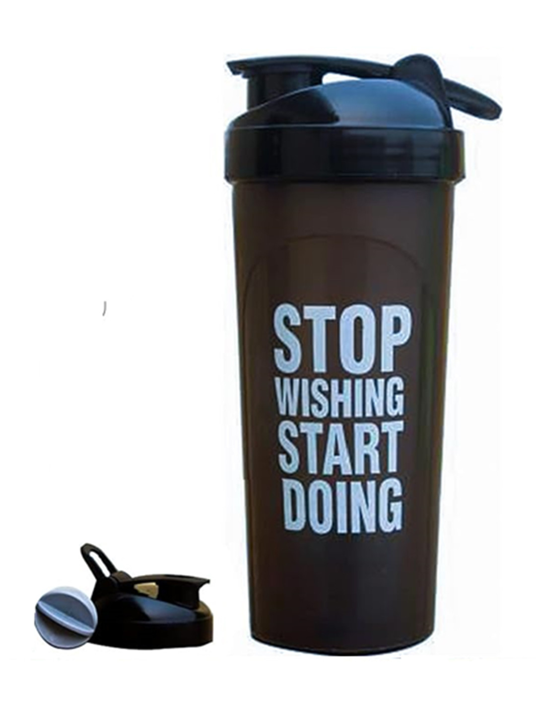 GROUPERS Black Typography Printed BPA Free Protein Shaker Bottle-700 ML