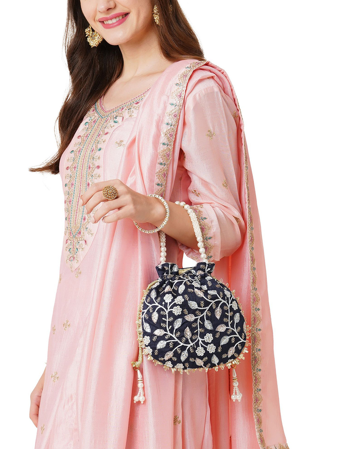 Lavie Women Aria Round Embriodered Ethnic Potli