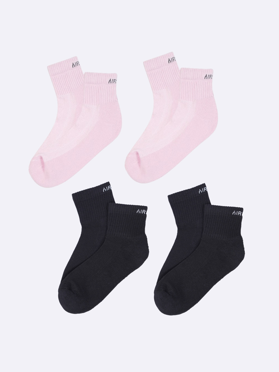 AIR GARB Pack of 4  Pink and  Black Breathable Cotton Above-Ankle Socks