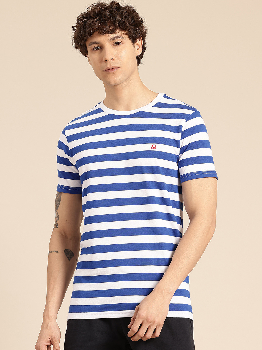 United Colors of Benetton Horizontally Striped Regular Fit T-shirt