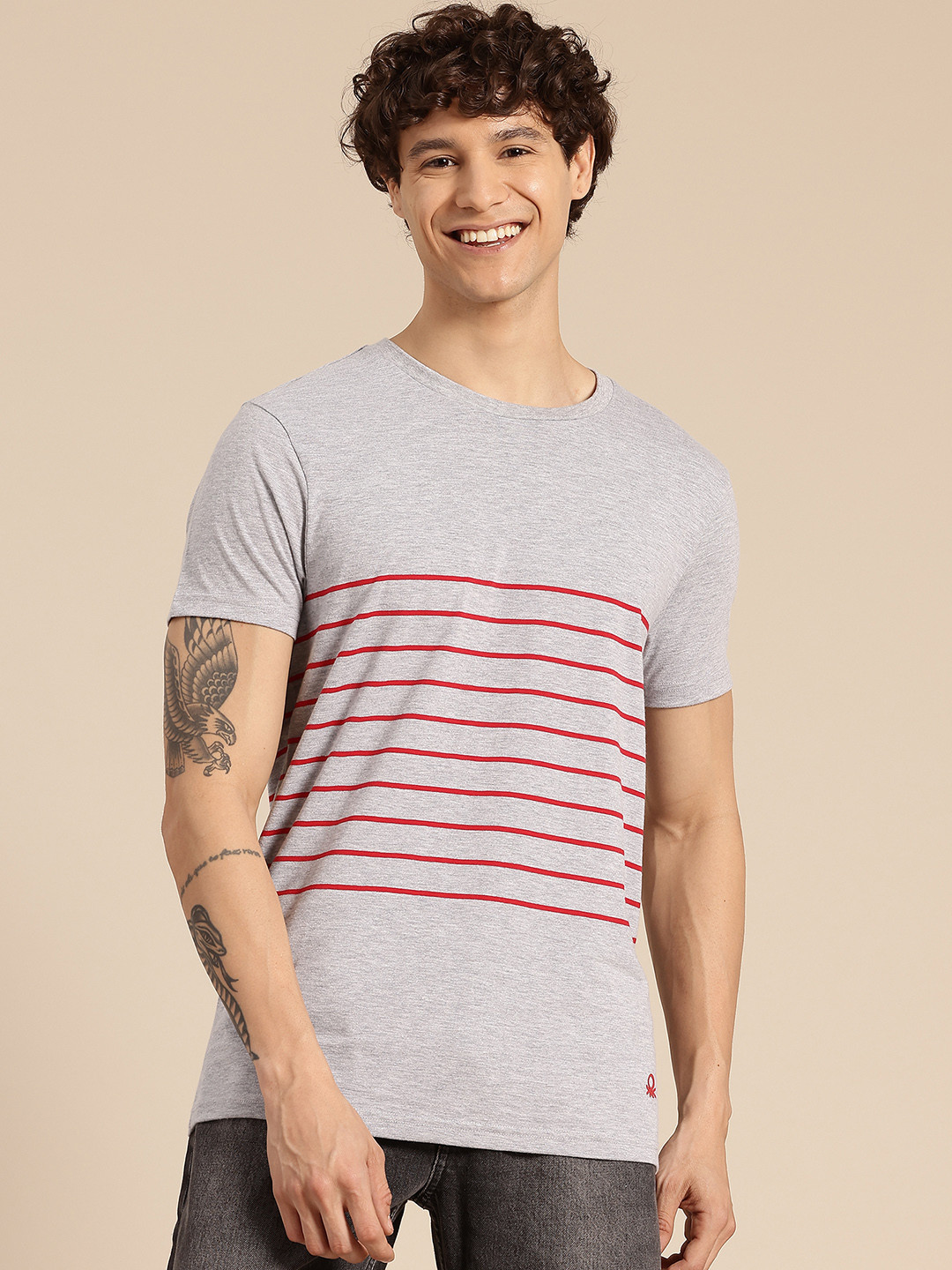 United Colors of Benetton Horizontally Striped Regular Fit T-shirt