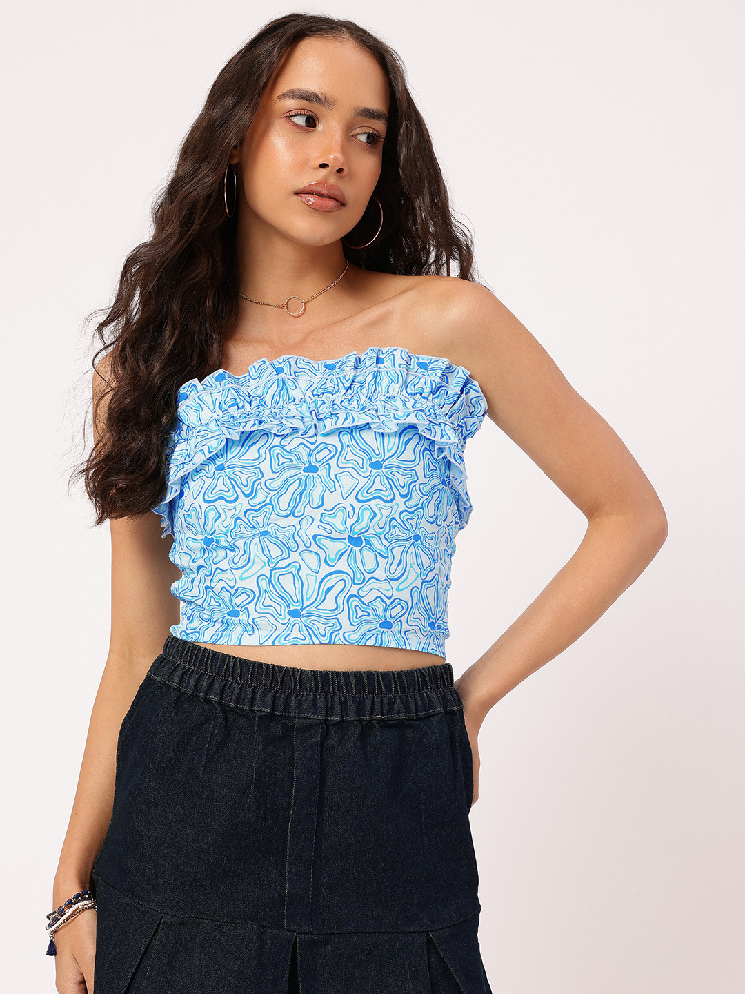 DressBerry X fwd Floral Printed Smocked Tube Top