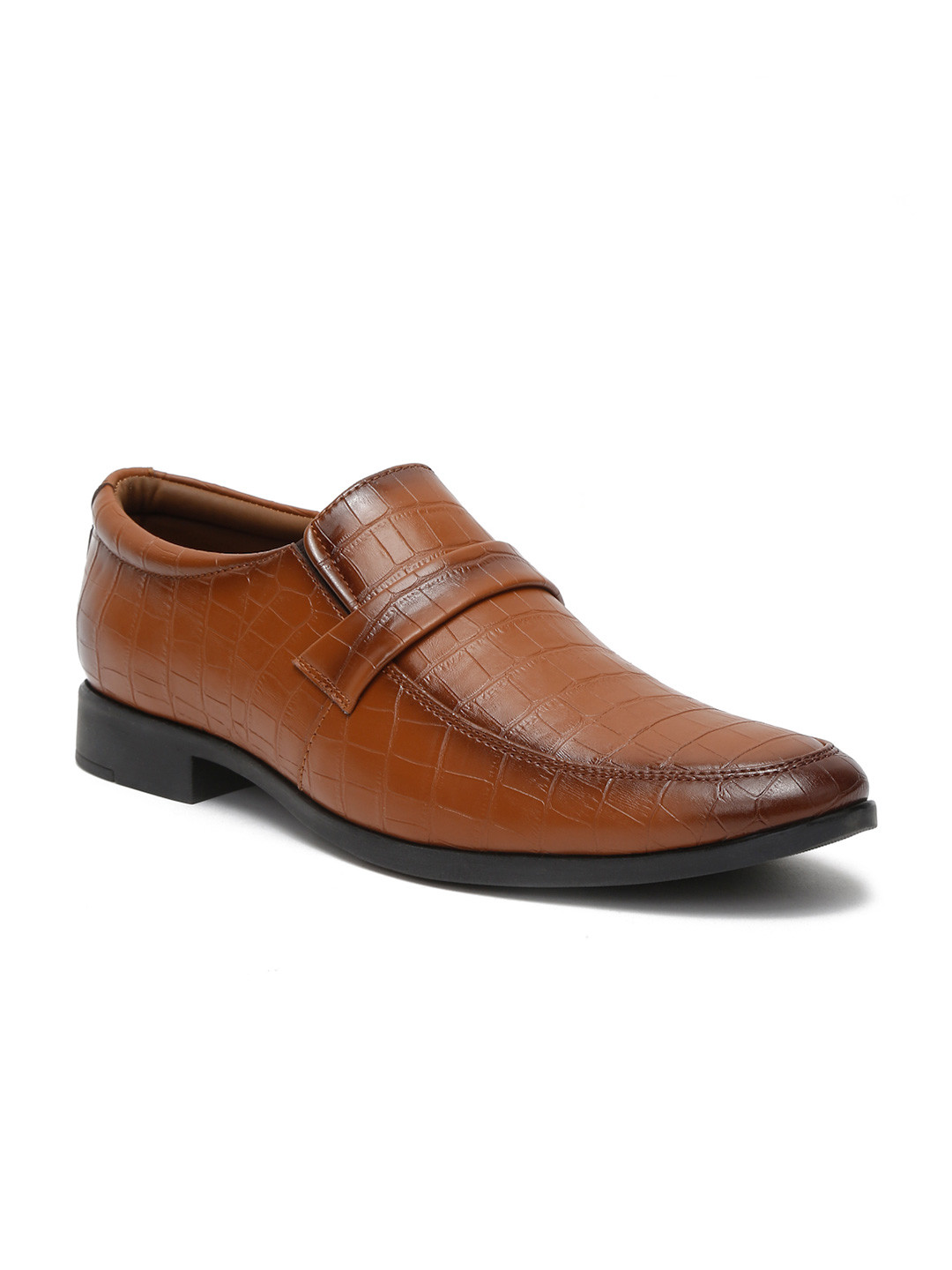 Kosher Men Textured Leather Slip-On Formal Shoes