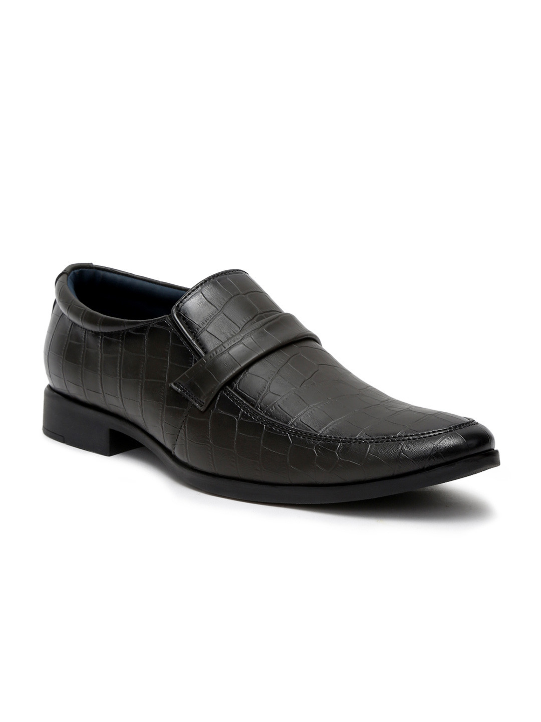 Kosher Men Textured Leather Formal Slip-Ons