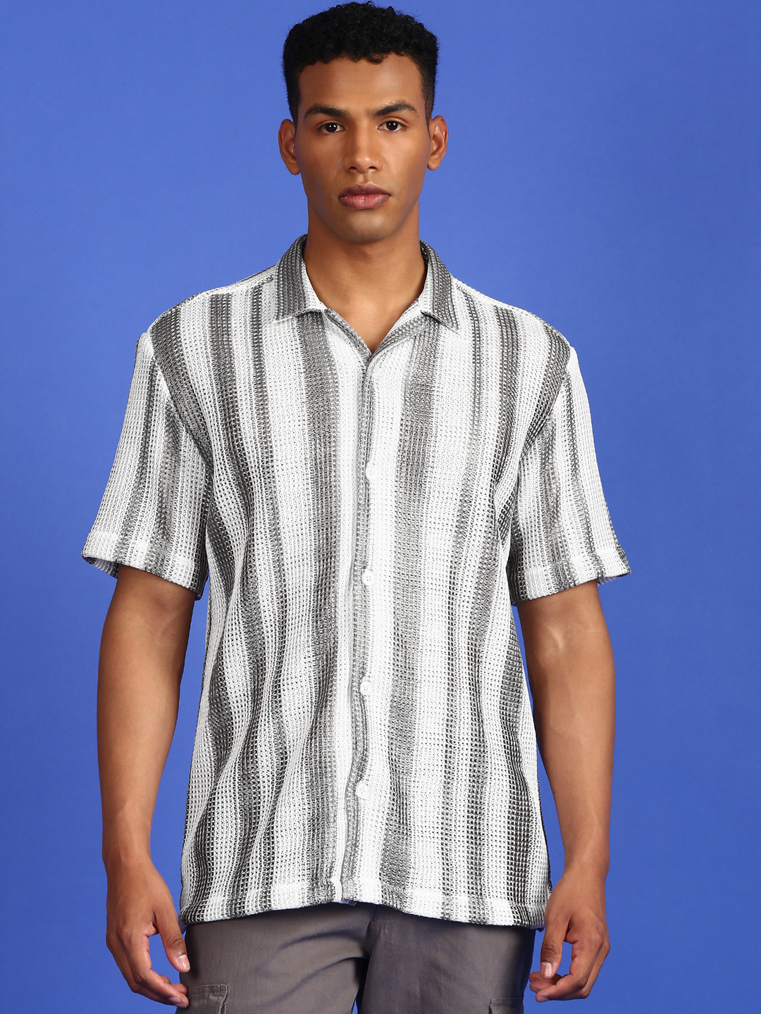 LSD Semi Sheer Striped Casual Shirt