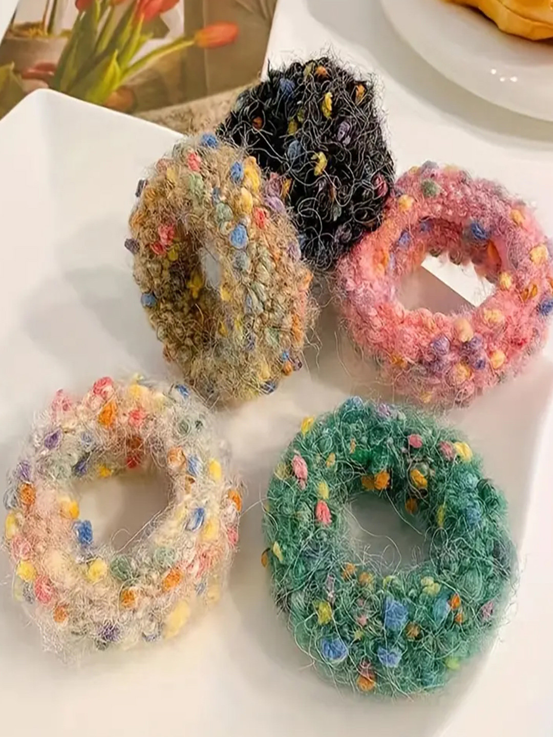 Majestique Set of 5  Multicolour Soft hair rubber band hair ties ponytail holder