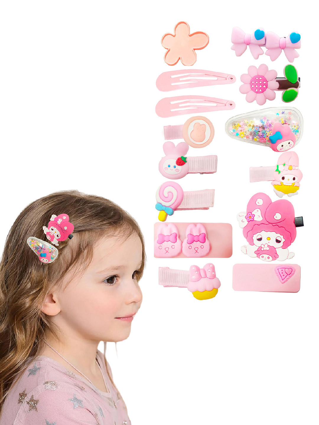 Majestique Set of 14  Multicolour Multi Shape Hair Clips Set Baby Hairpins