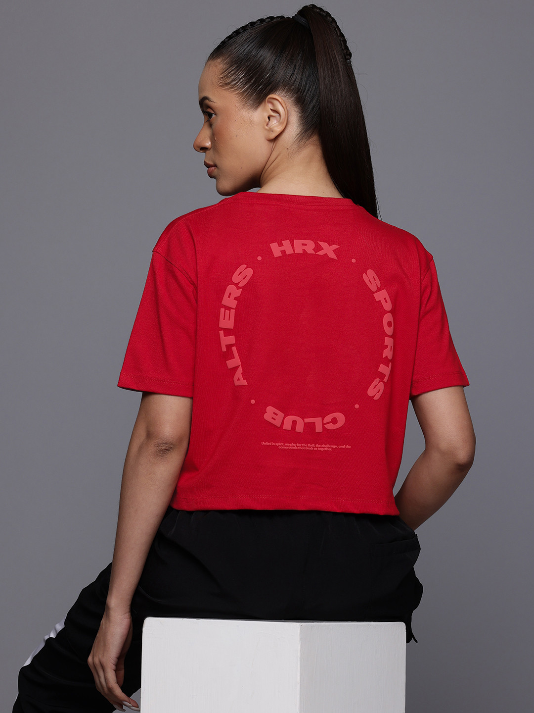 HRX by Hrithik Roshan Lifestyle Typography Print Crop T-shirt