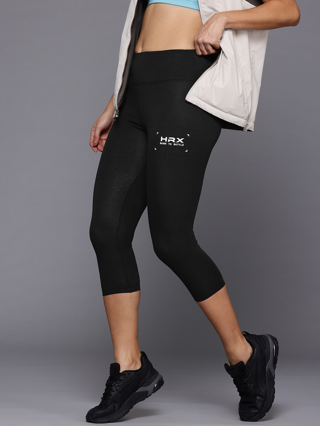 HRX by Hrithik Roshan Women Brand Logo Print Detail Three-Fourth Lifestyle Tights