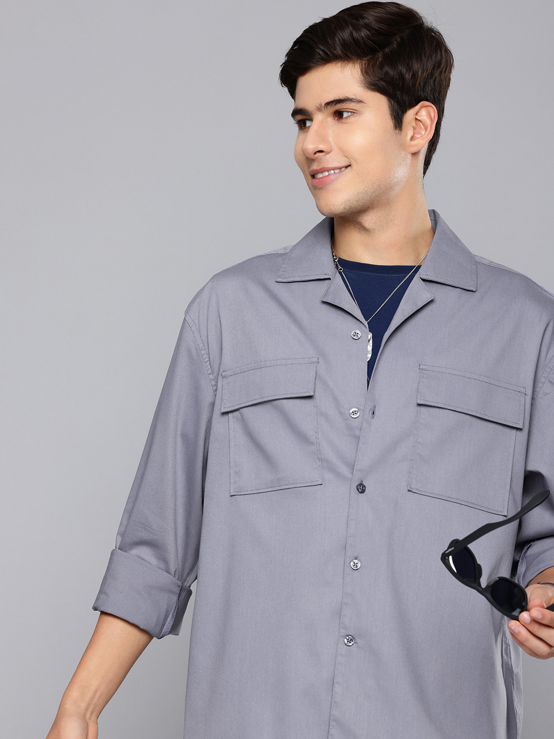 Aeropostale Solid Resort Collar Relaxed fit Casual Shirt