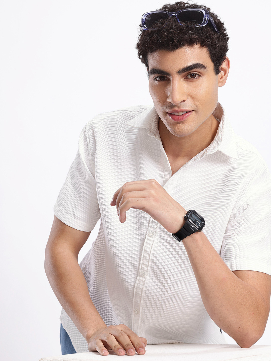 Aeropostale Geometric Self Design Casual Shirt