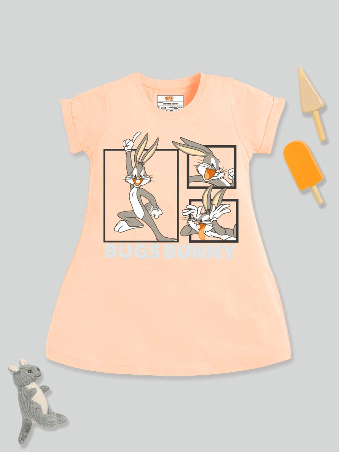 YK X Minute Mirth Girls Bugs Bunny Printed A-Line Dress