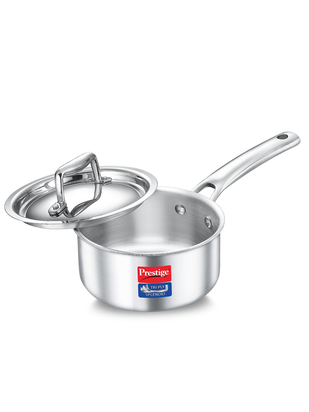 Prestige Silver TriPly Splendid Stainless Steel Lid Thick Gauge Sauce Pan- 18Cm/2.0L