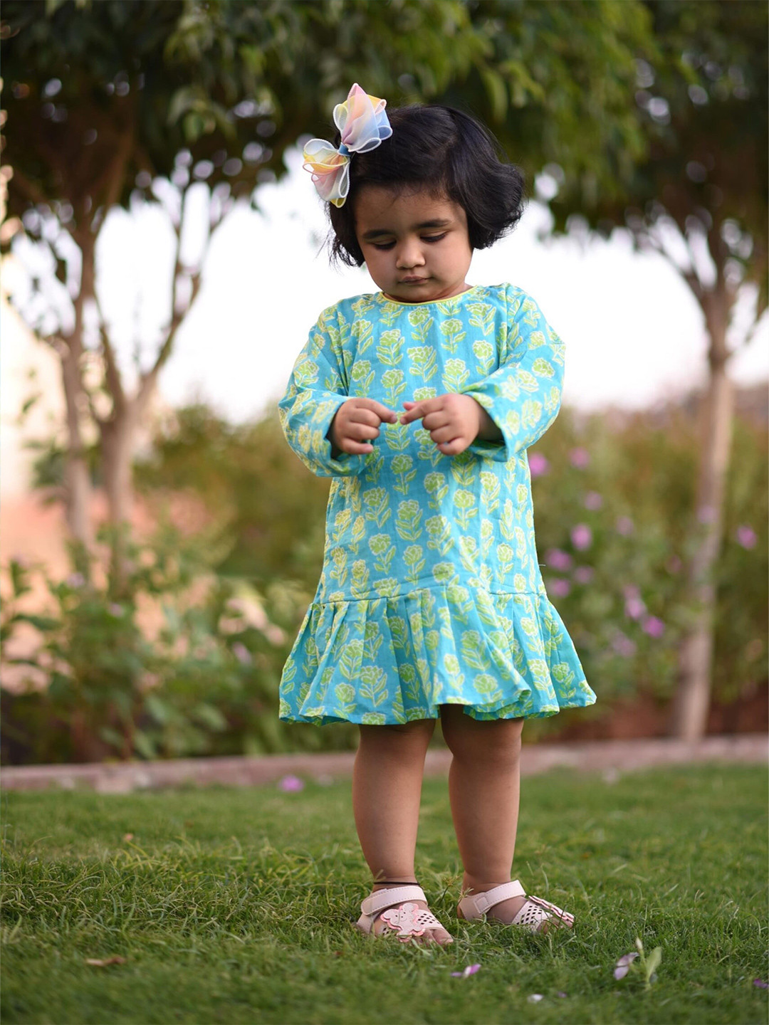 MYZUIE Print Drop-Waist Dress