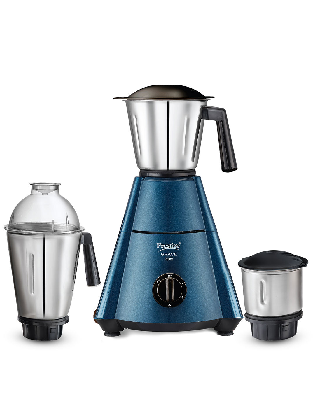 Prestige Grace Blue Stainless Steel Robust Handle 3 Jars Wet and Dry Grinder-750W
