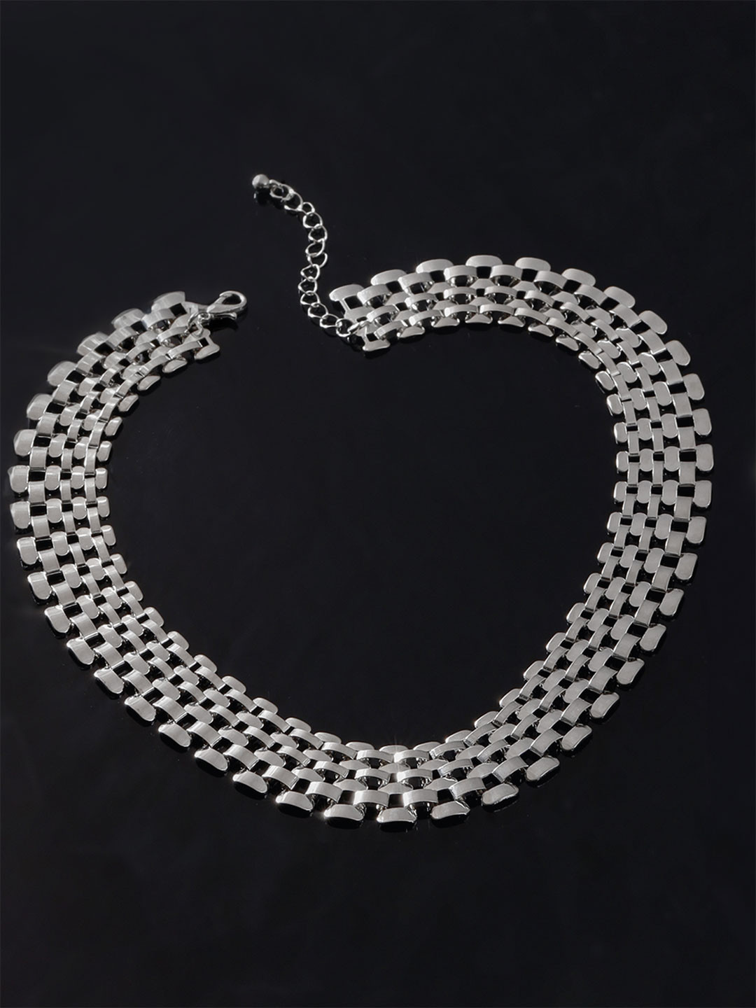 Yellow Chimes Rhodium-Plated Band Short Chokers Necklace