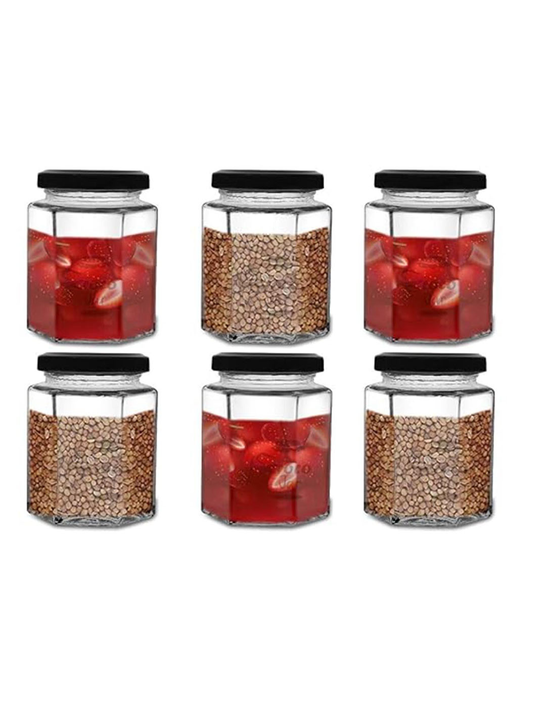 CROCO JAR 6 Pieces Transparent Storage Glass Container 250ml each