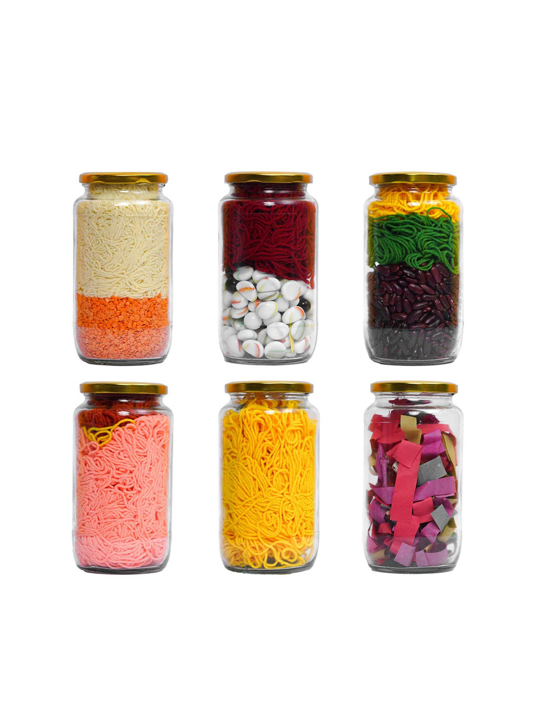 Croco Jar Cubical Transparent Glass Dishwasher Safe 6 Piece Screw Top Canister-1L