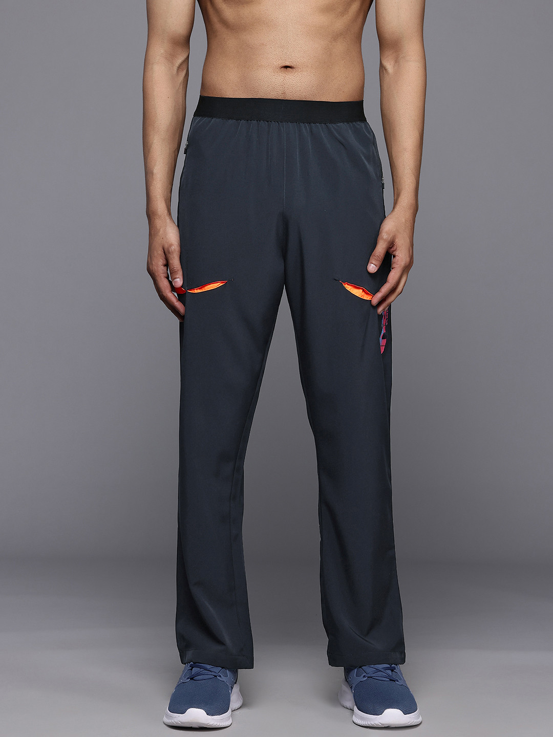 HRX by Hrithik Roshan Men Rapid-Dry Running Track Pants with Pocket Detailing