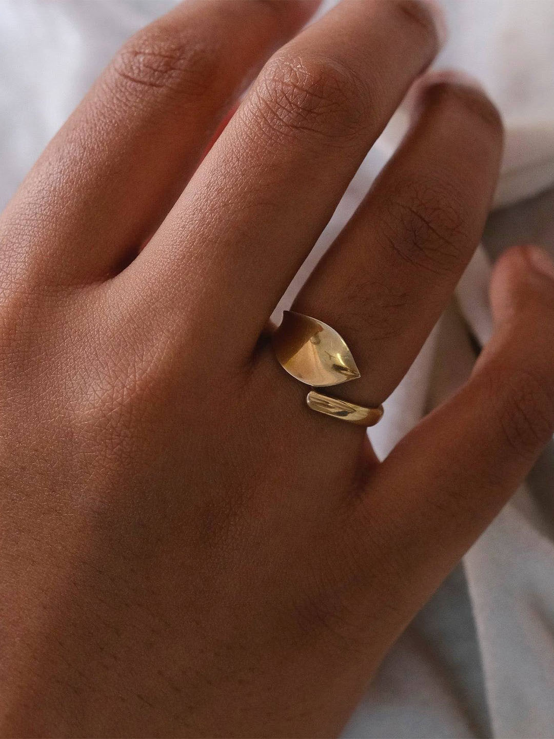 Anushka Jain Jewellery 925 Sterling Silver Gold Plated Petal Wrap Finger Ring