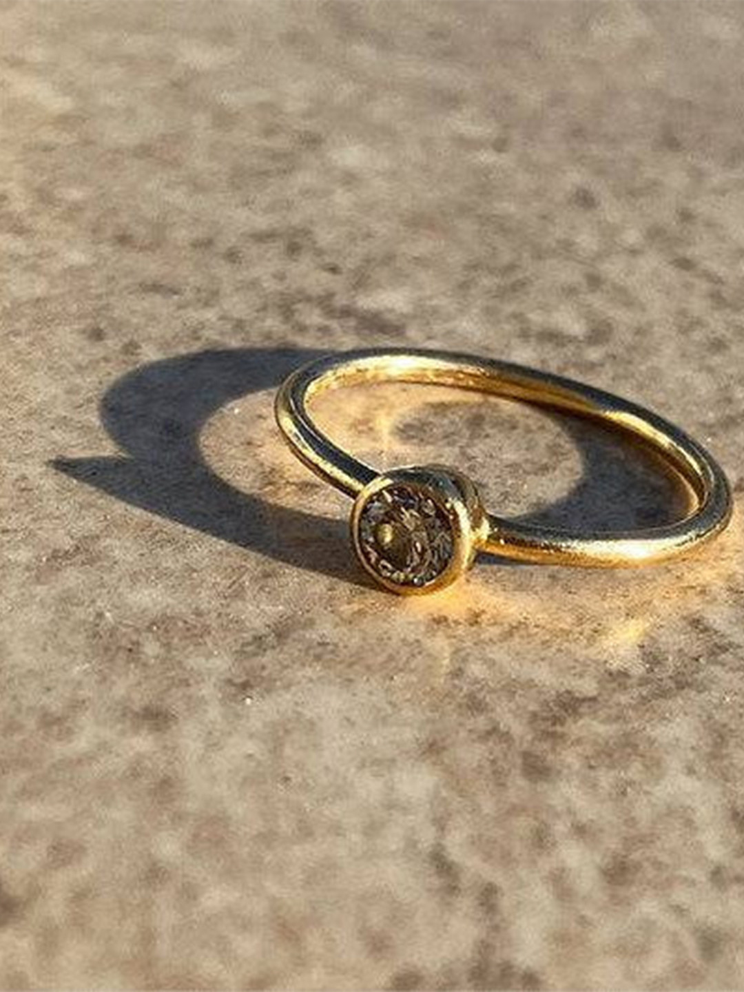 Anushka Jain Jewellery 925 Sterling Silver Gold Plated Cubic Zirconia Diamond Finger Ring