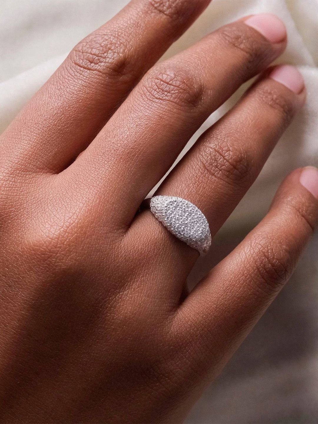 Anushka Jain Jewellery 925 Sterling Silver Gold Plated Cubic Zirconia Signet Finger Ring