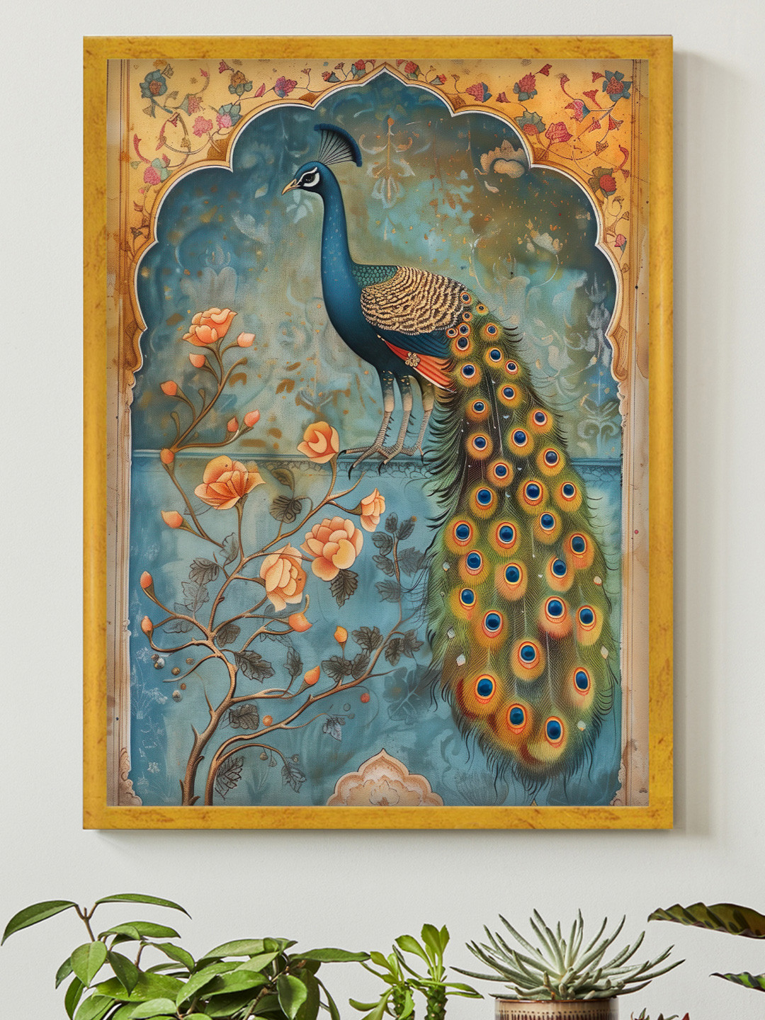 Art Street Traditional Mughal Art Peacock Framed Painting