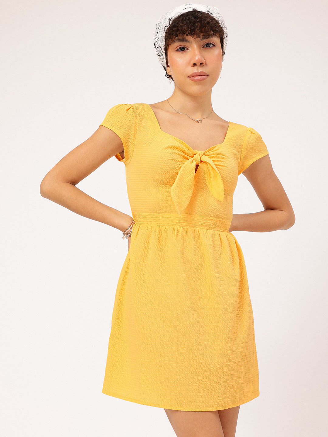 DressBerry Solid A-Line Flared Mini Dress