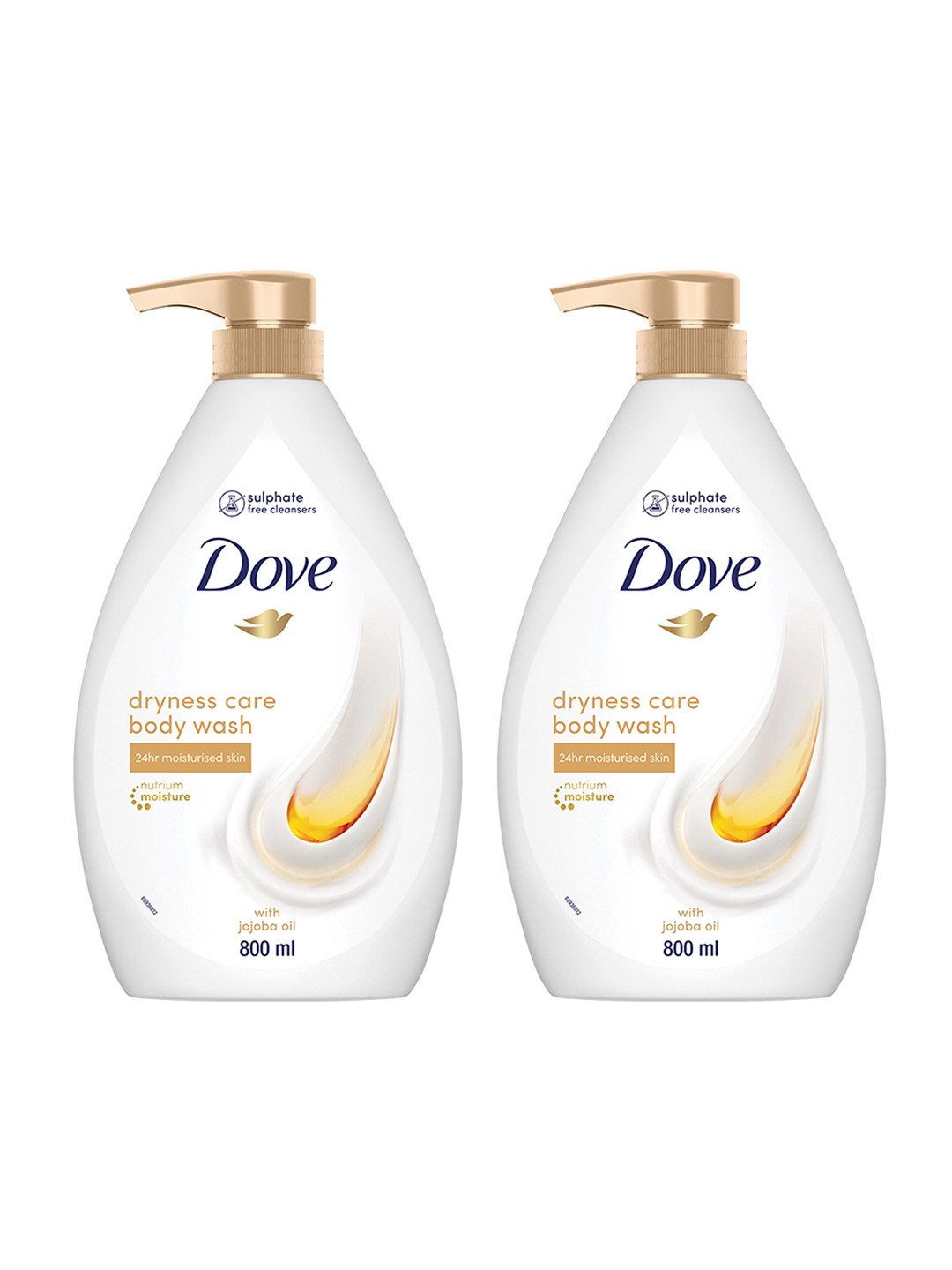 Dove Set Of 2 Dryness Care Body Wash with Jojoba Oil for Moisturised Skin - 800ml Each