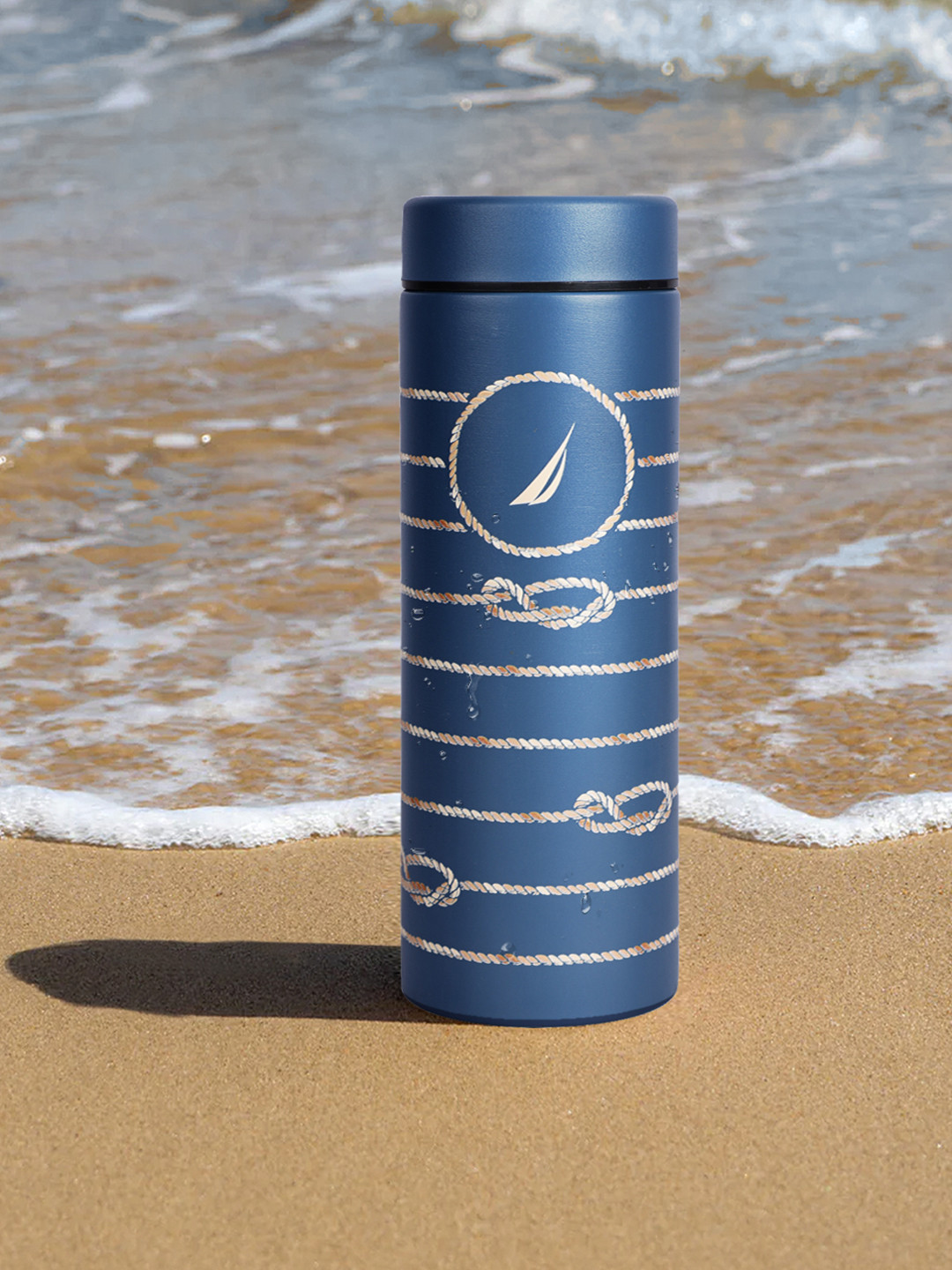 Nautica Blue Geometric Stainless Steel Smart Vacuum Flask Water Bottle 500 ml