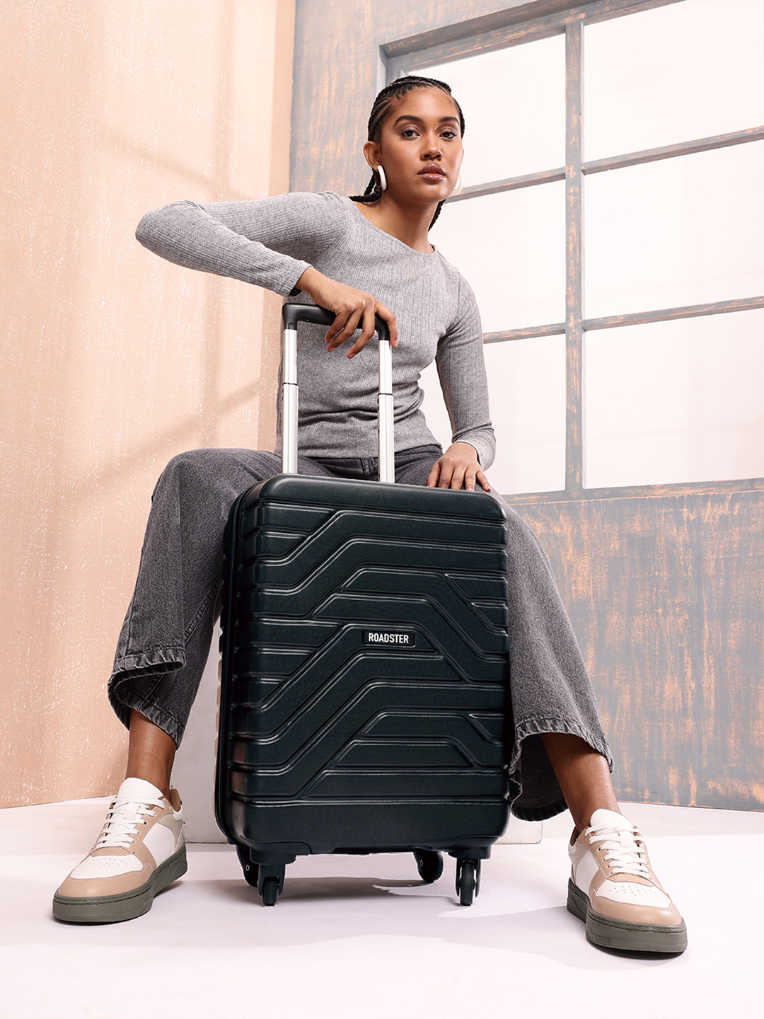 Roadster Nexo Textured Hard Cabin Trolley Suitcase - 20 Inch - 44 L